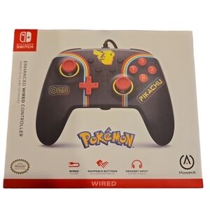 POKEMON ENHANCED WIRED CONTROLLER NINTENDO SWITCH. POWER A. PIKACHU.